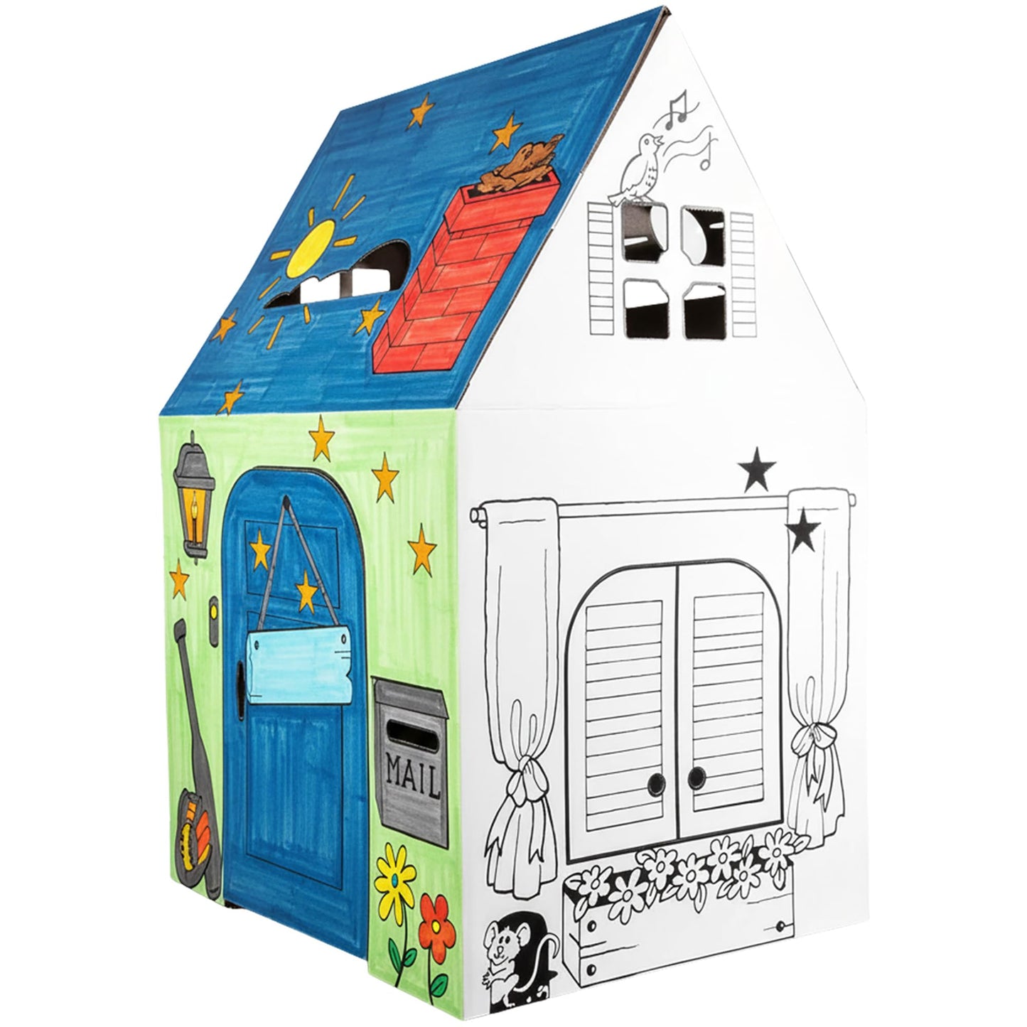 Easy Playhouse Cardboard Clubhouse - Kids Art and Craft Fort, 34" X27"X 48"