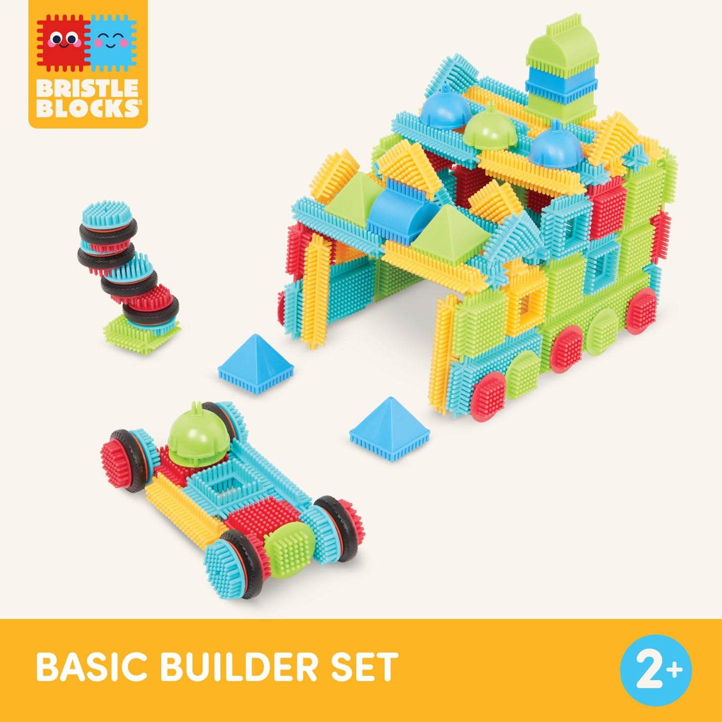 Battat - Bristle Blocks - STEM Interlocking Building Blocks - 112 Pieces Playset - Developmental Toys for Toddlers & Kid - Basic Builder Set - 2+