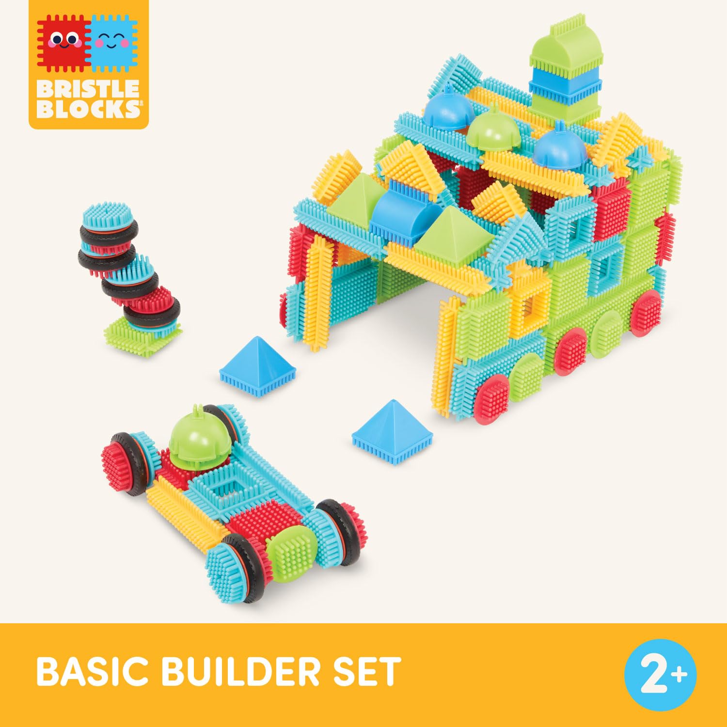 Battat - Bristle Blocks - STEM Interlocking Building Blocks - 112 Pieces Playset - Developmental Toys for Toddlers & Kid - Basic Builder Set - 2+