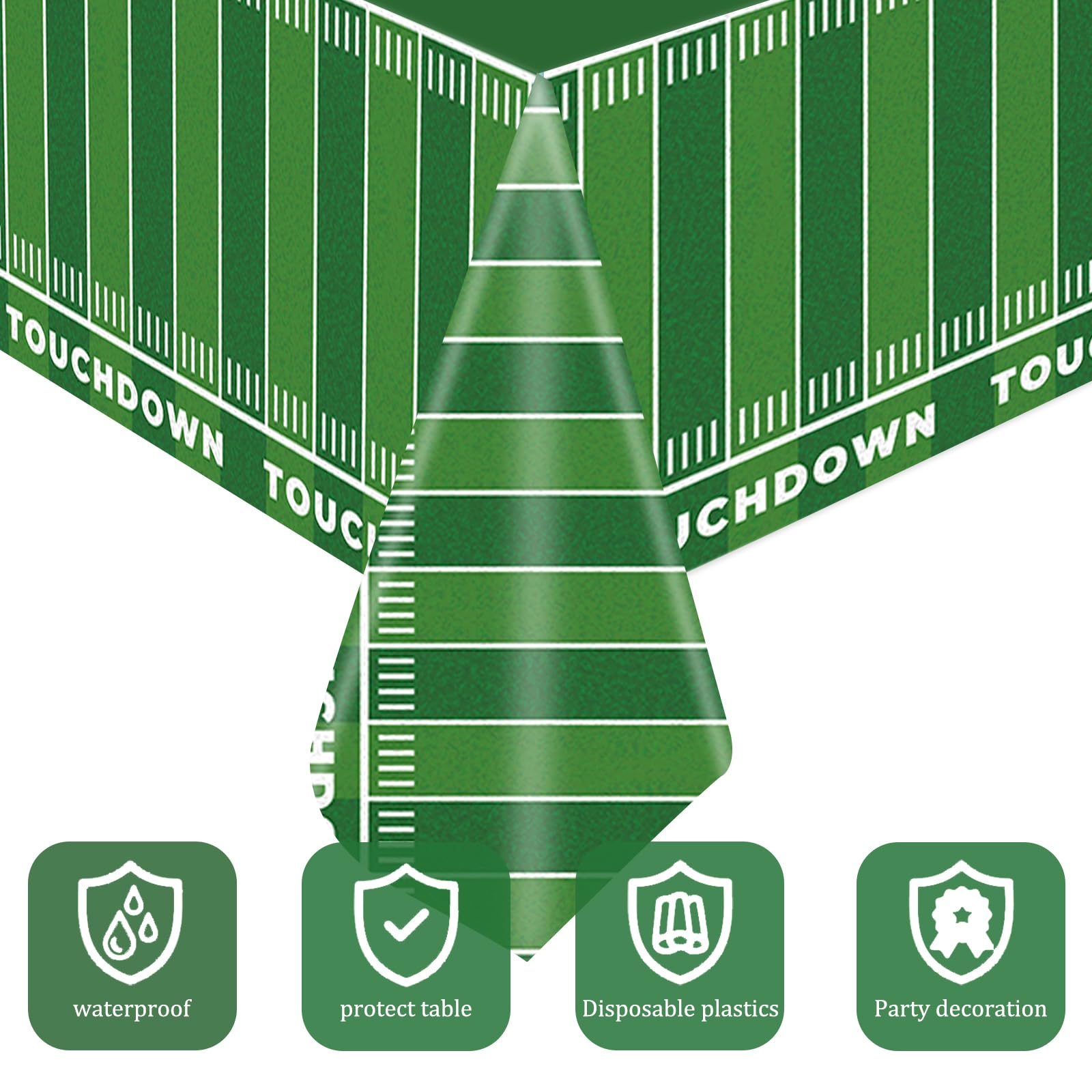GANKTOWCOY 3 Packs Party Football Tablecloth?54"x 108"?, Football Theme Party Plastic Touchdown Table Cover for Super Bowl Sport Theme Party