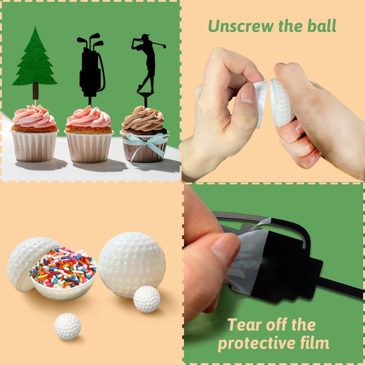 2026 New Golf Cake Decorations Heading for The Green Cake Topper Birthday Decorations for Golfers with Cart Flag Golf Ball for Men Sport Golf Theme