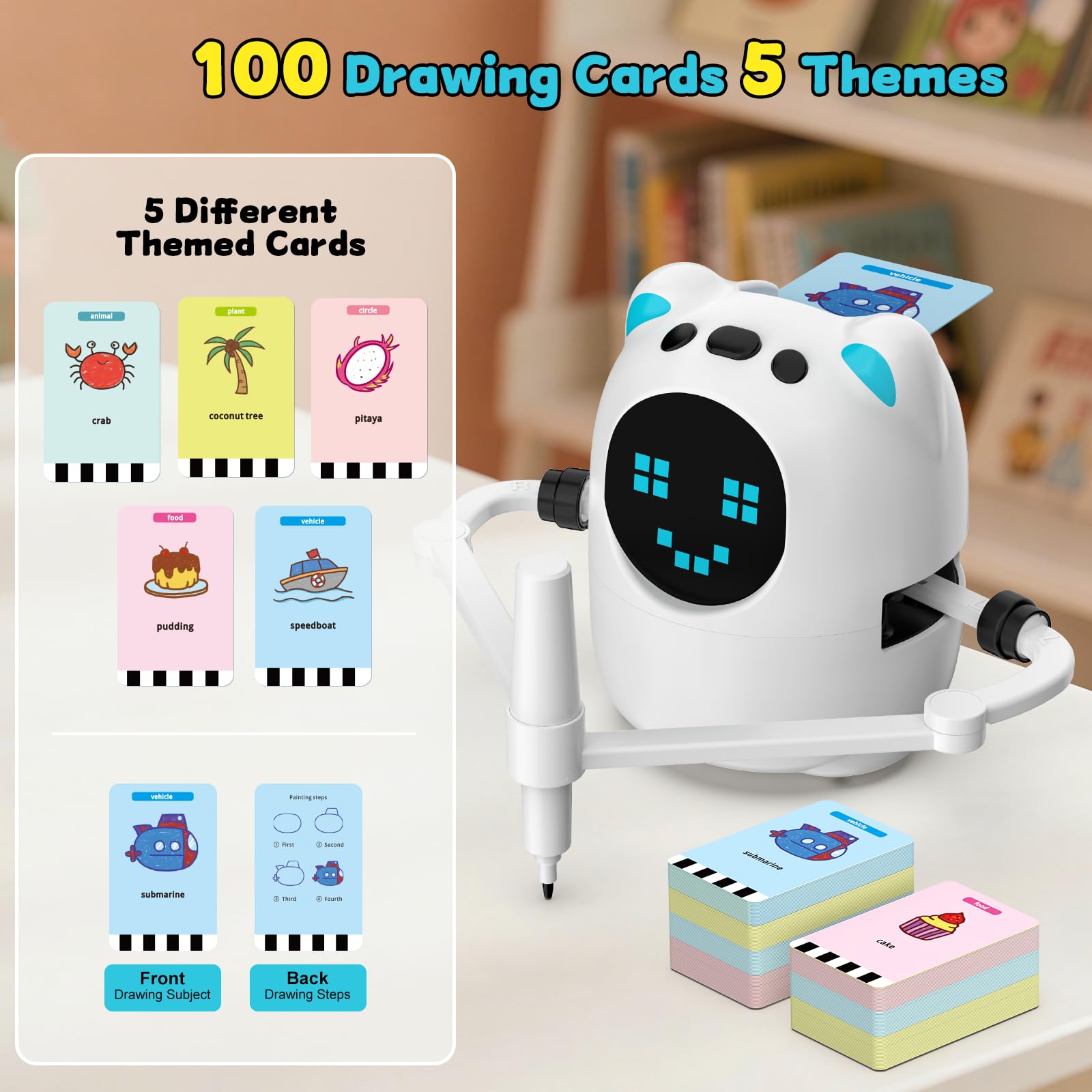 Vynloxzoo Drawing Robot for Kids, Educational Learning Drawing Toy Doodle Bot, 3 4 5 6 7 8 Year Old Boys Girls Birthday Gift, Kids Toys for Ages 5-7