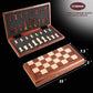 AMEROUS 15'' Magnetic Wooden Chess Set -Folding Board -2 Extra Queens -Chessmen Storage Slots -Gift Package, Travel Chess Board Game Sets for Kids