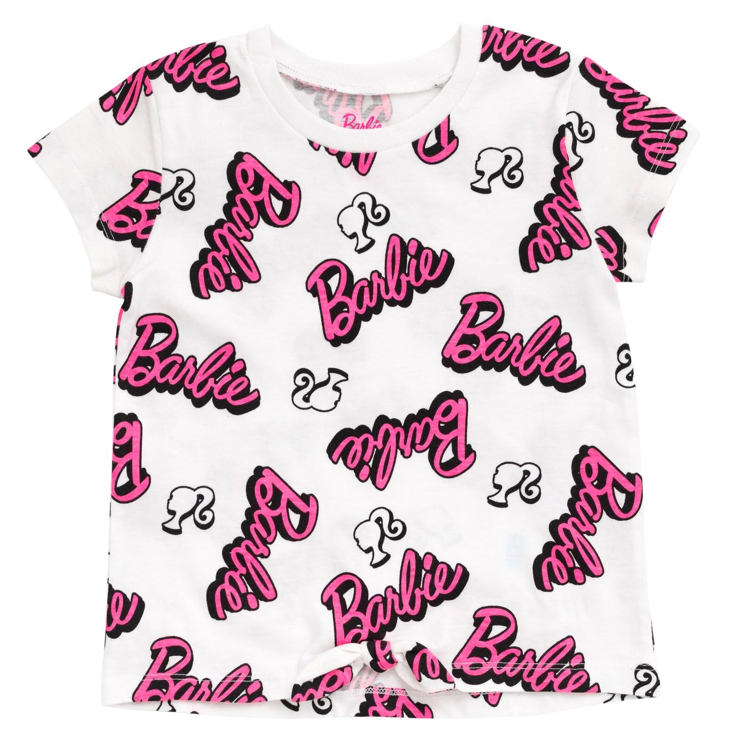 Barbie Big Girls T-Shirt and Dolphin Active Shorts Outfit Set Pink/Black 14-16