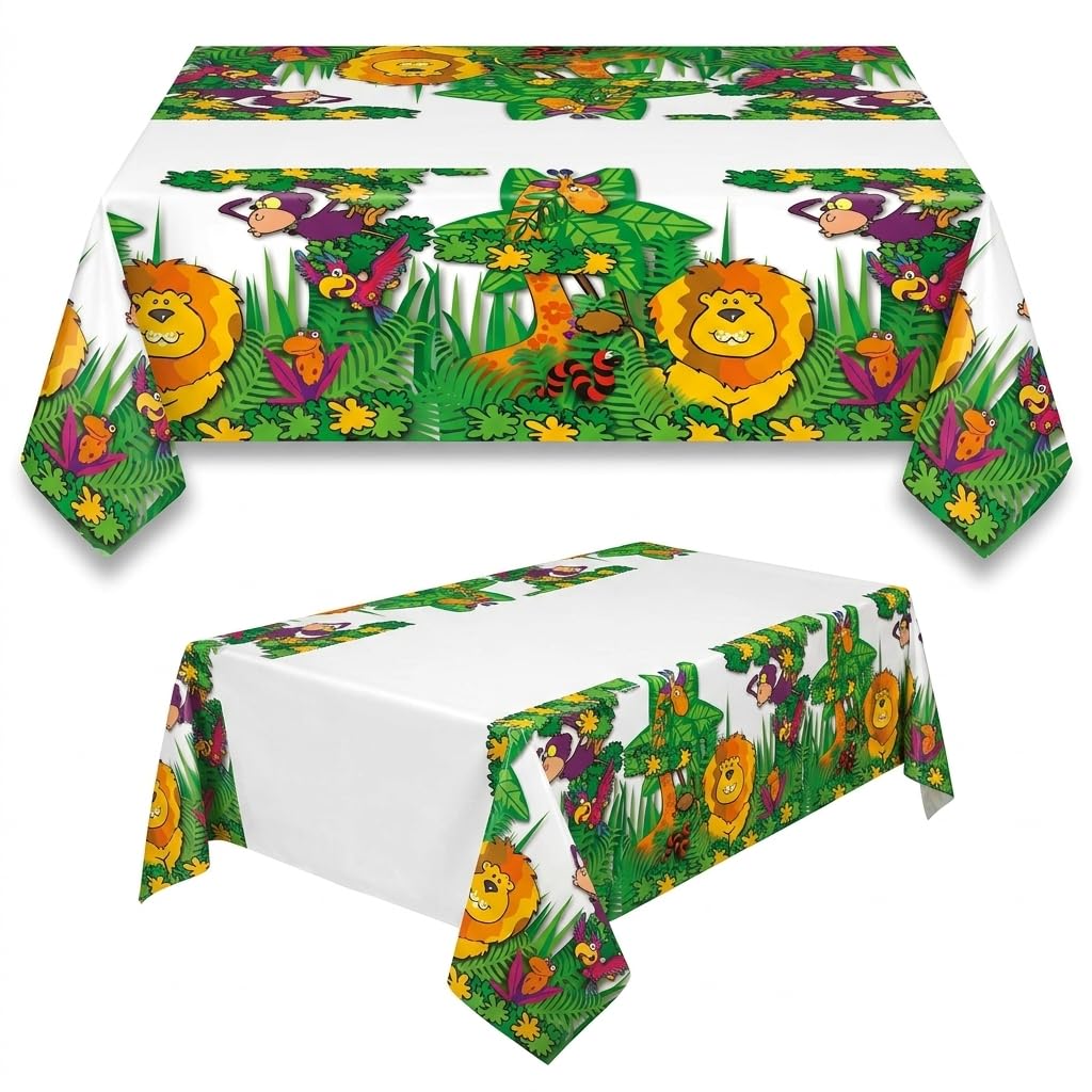 Oojami Animal Safari Theme Zoo Print Table Cover 4 Pack Tablecloth Party Supplies