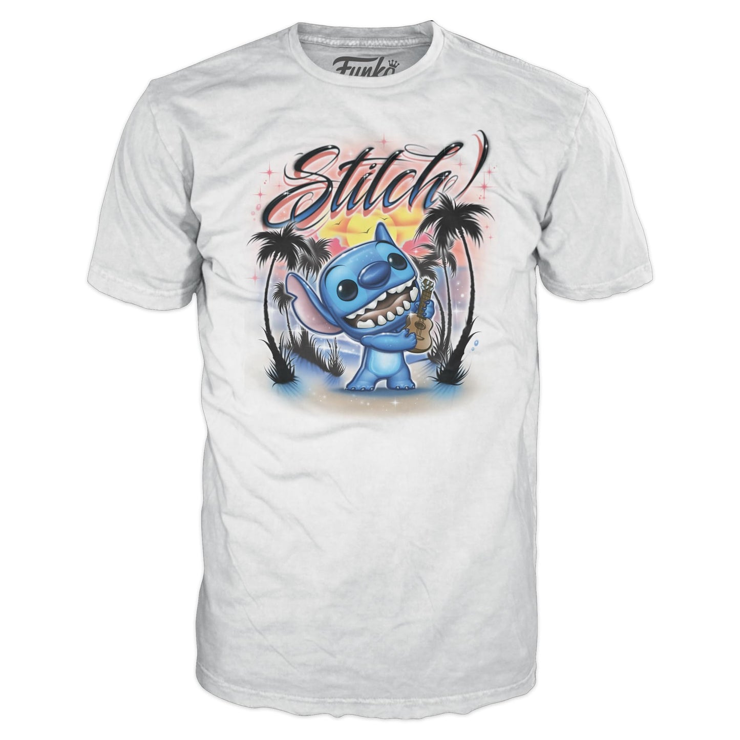 Funko Pop! &Tee: Lilo and Stitch - Ukelele Stitch (Flocked) - 3 Extra Large - (3XL) - T-Shirt - Clothes with Collectable Vinyl Minifigure - Gift Idea