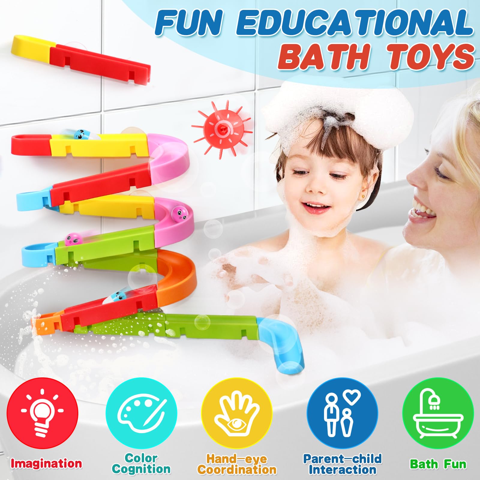 Fajiabao Bath Toys for Kids Ages 4-8 Water Slides with Suction Cups