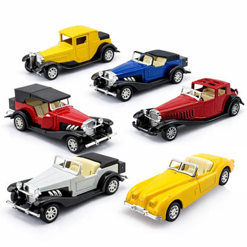 6 Pack - Diecast Cars Antique Classic American Vehicles with Pullback Action and Openable Doors, Collectible Vintage Retro Model Cars Toy for Display