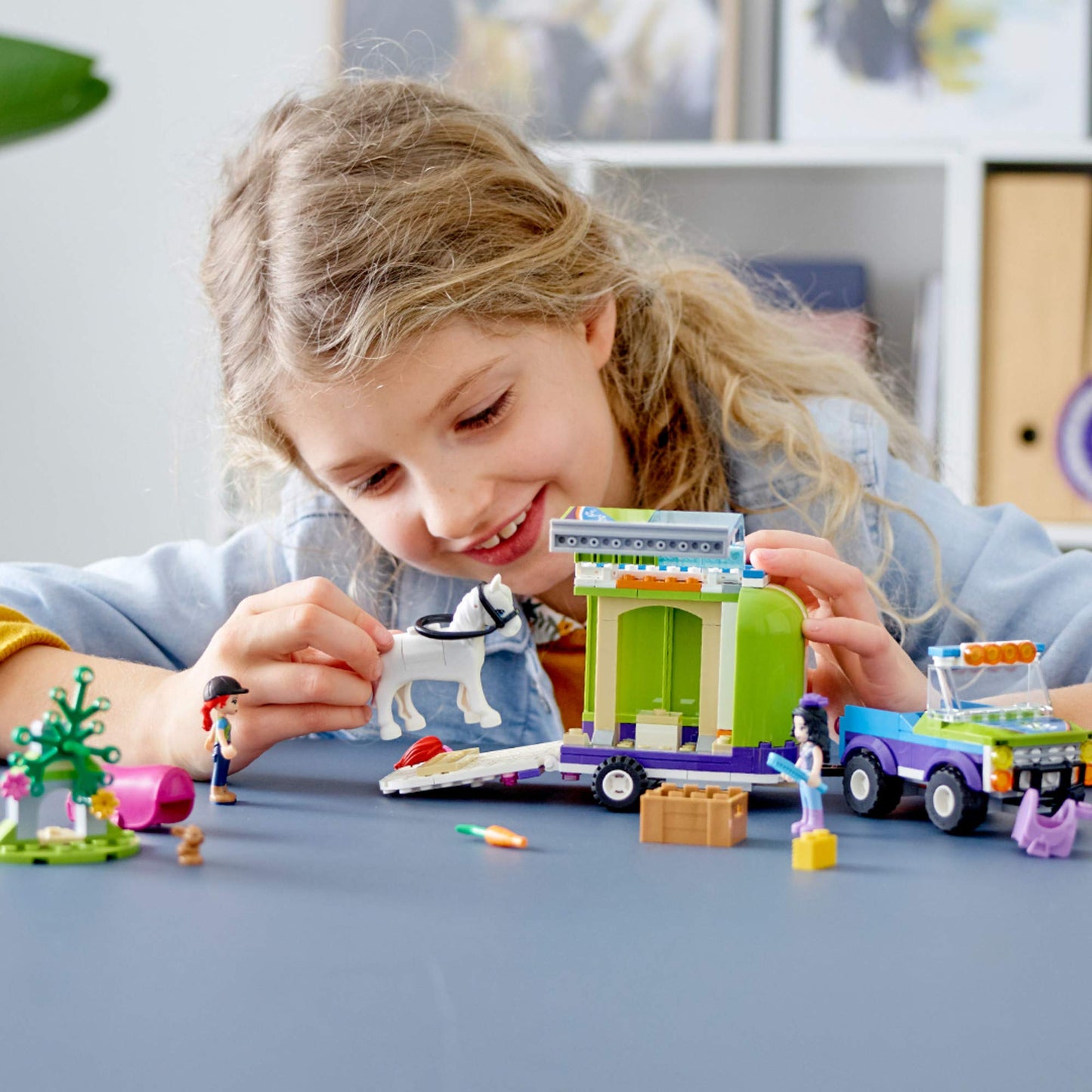 LEGO Friends Mia's Horse Trailer 41371 Building Kit with Mia and Emma Mini Dolls Includes Toy Truck, Horse, and Rabbit for Creative Play (216 Pieces)