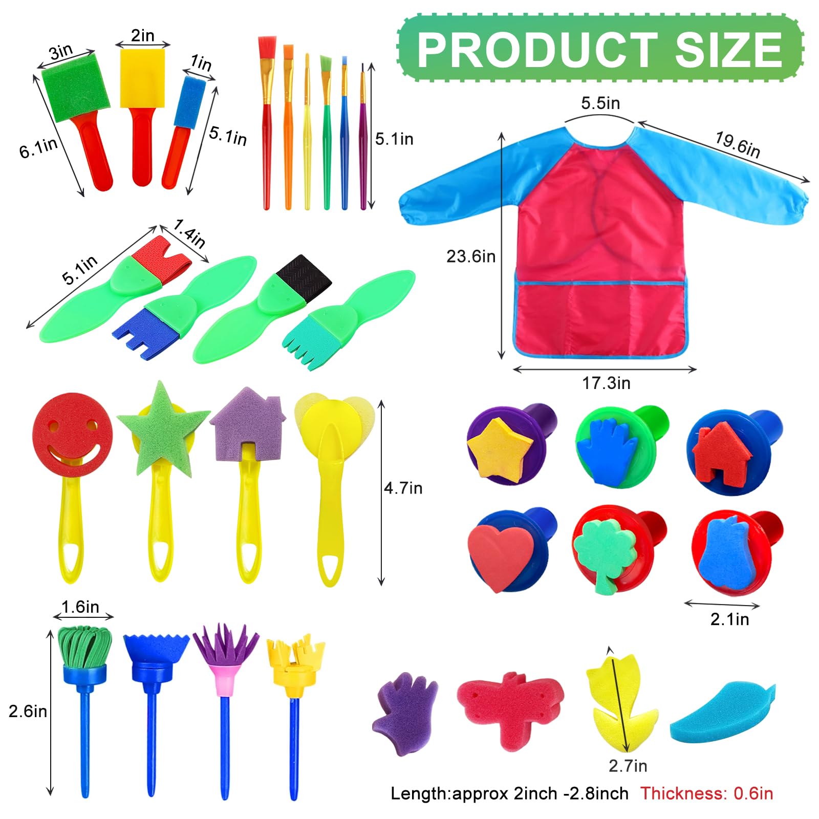 Paint Sponges for Kids,52pcs Early Learning Toddlers Sponge Paint Brushes Stamps Foam Art Craft Drawing Tools for Toddlers