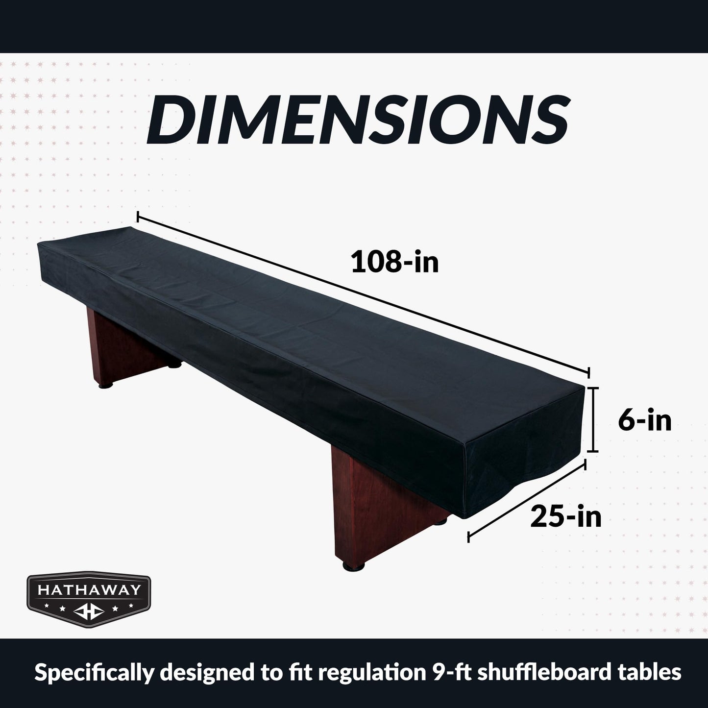 Hathaway 9-Ft Shuffleboard Table Cover - Black Synthetic Leather with Soft Cotton Backing - Durable Dust and Spill Protection for Game Room