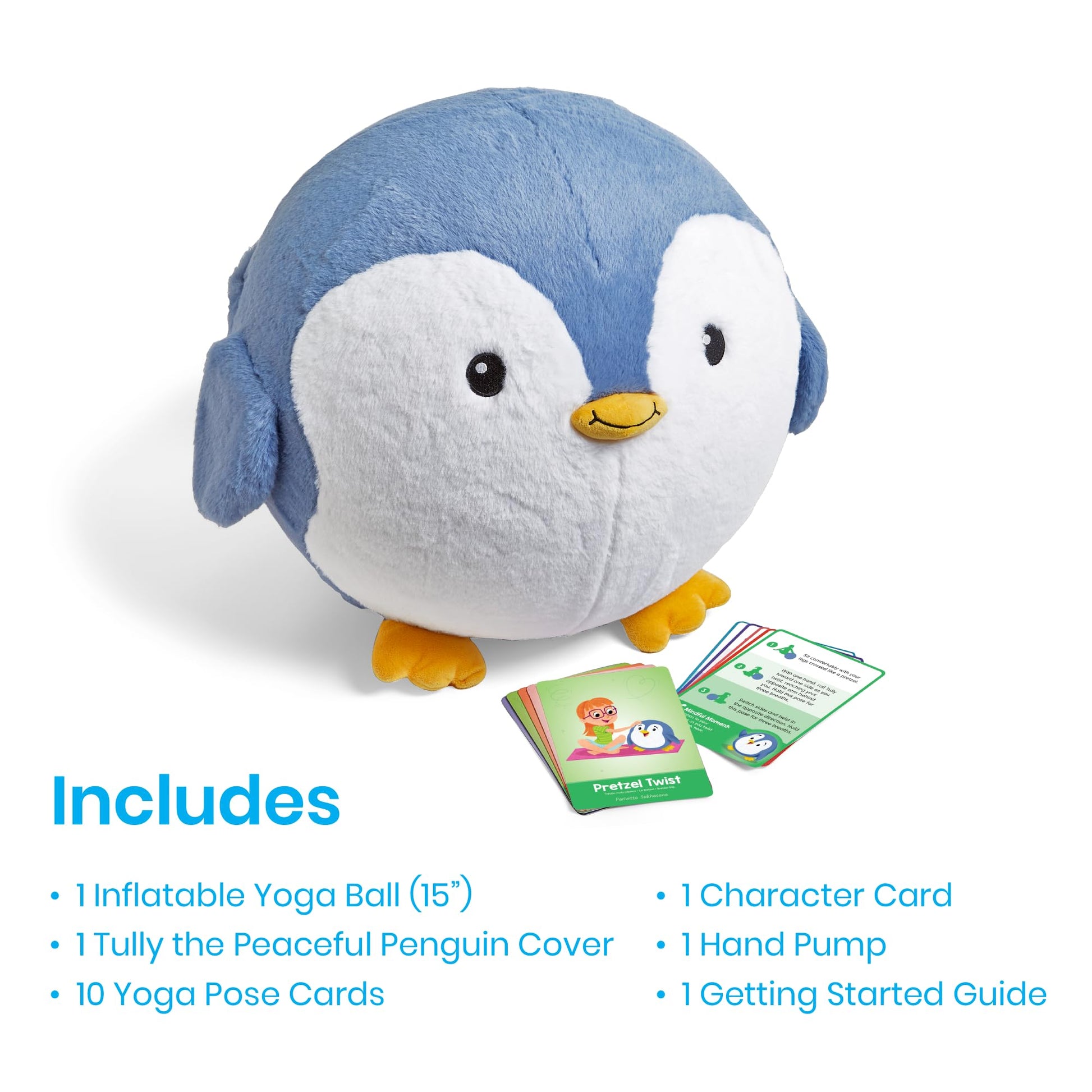 hand2mind Penguin BubblePlush Yoga Ball Buddy, Yoga Ball for Kids, Calming Corner for Items, Kids Exercise Equipment, Occupational Therapy Toys