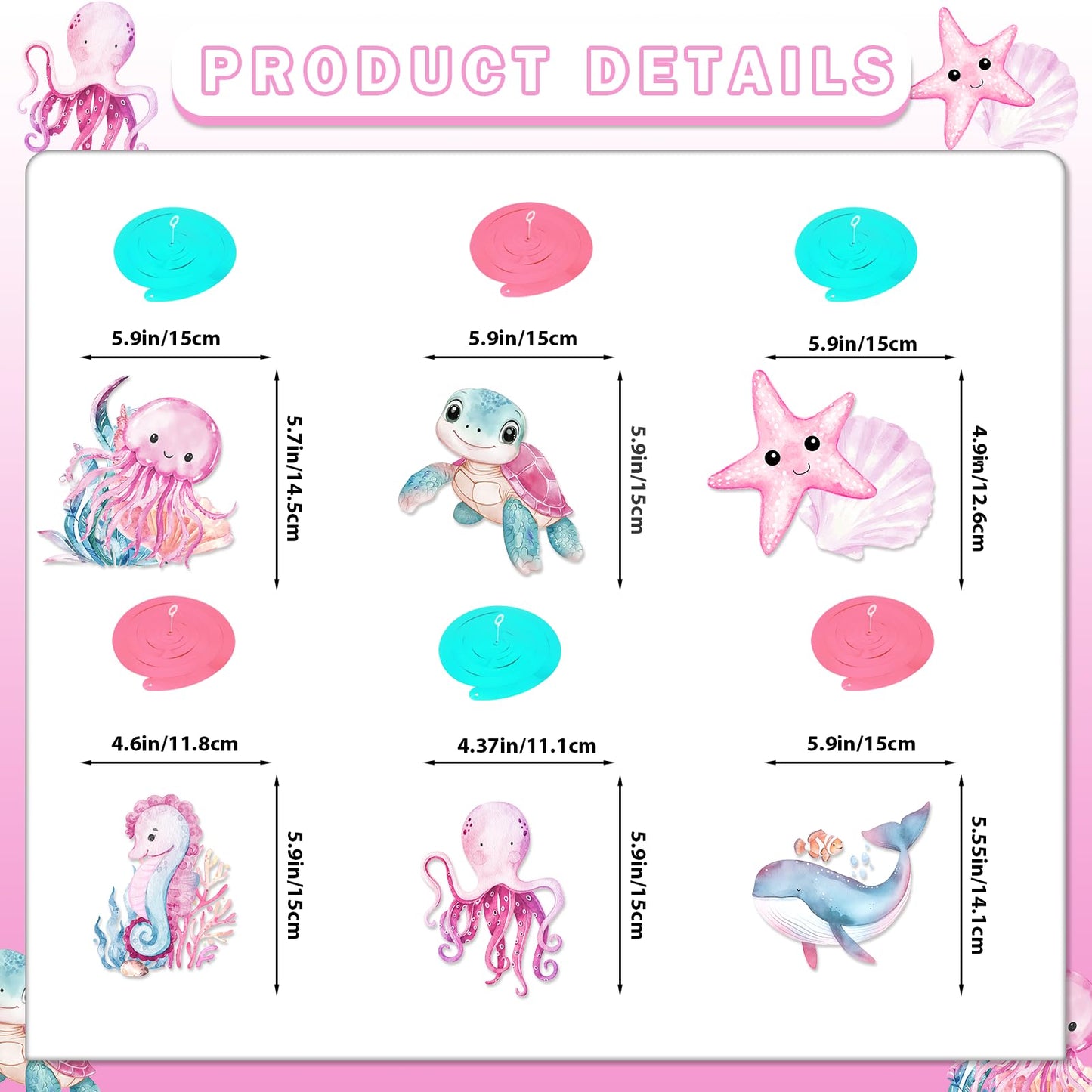 Sea You Soon Baby Shower Decorations: Under The Sea Baby Shower Decorations Ocean Baby Banner Girl Pink