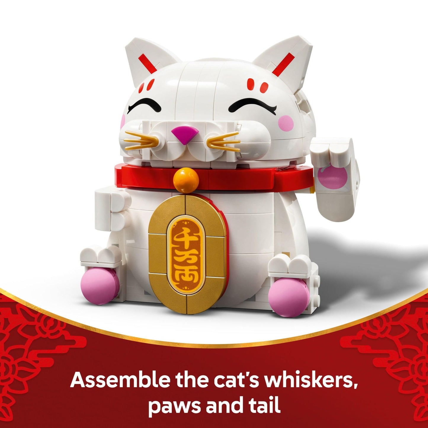 LEGO Lucky Cat Building Toy for Girls & Boys - Smiling Cat W/Waving Paw Function for Kids, Ages 9+ - Home Decor for Spring Festival & Chinese New Year