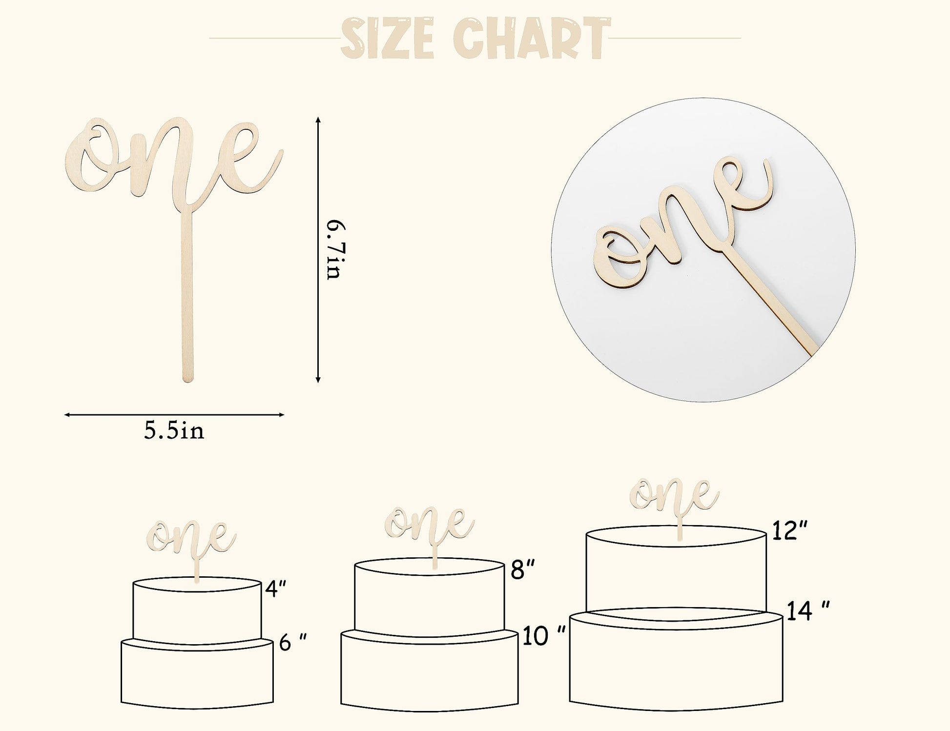 CANTLY First Birthday One Wooden Cake Topper