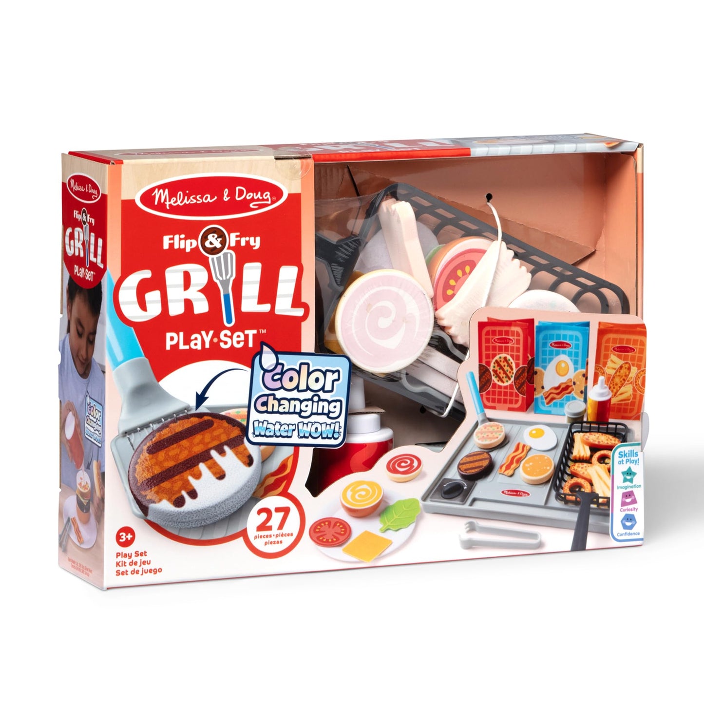 Melissa & Doug Flip & Fry Grill Play Set with Water Wow!® Kids Kitchen Playset with Color Changing Play Food, Preschool Toys for Girls & Boys Ages 3+