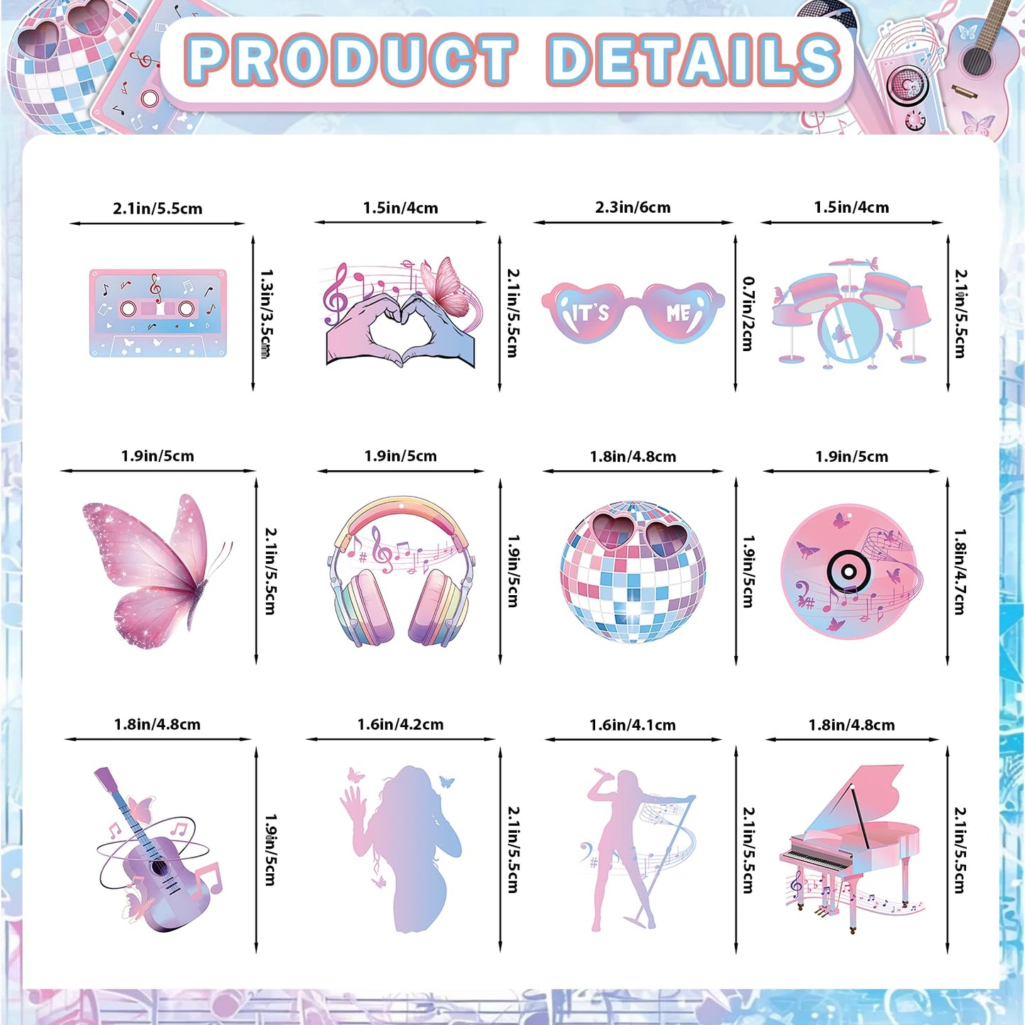 36PCS Eras Party Cupcake Toppers, Eras Cake Topper, Music Singer Super Star Cake Decorations Music Birthday Party Decorations, Guitar Themed Party