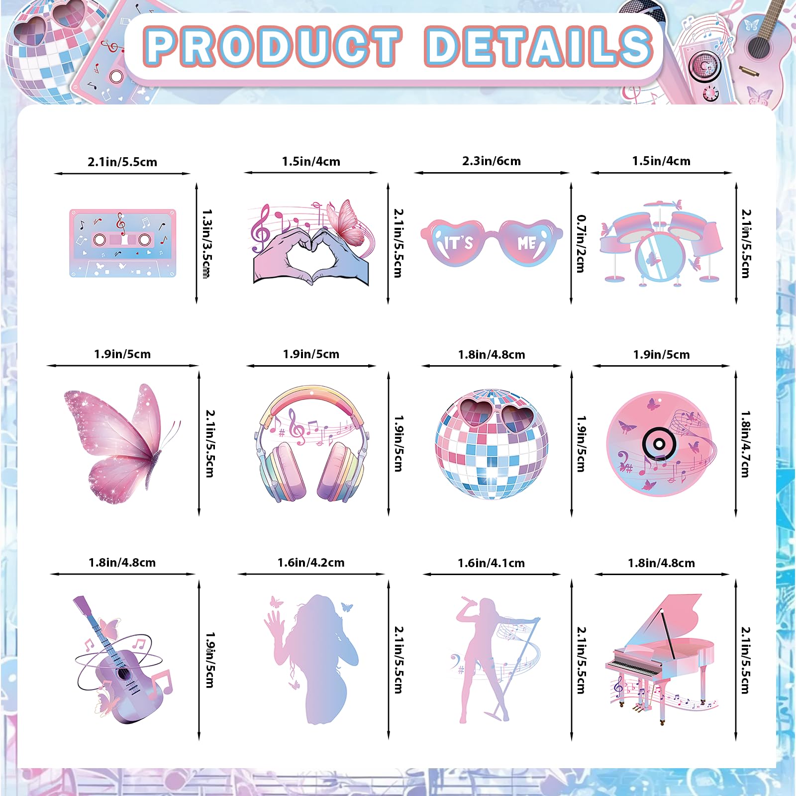 36PCS Eras Party Cupcake Toppers, Eras Cake Topper, Music Singer Super Star Cake Decorations Music Birthday Party Decorations, Guitar Themed Party