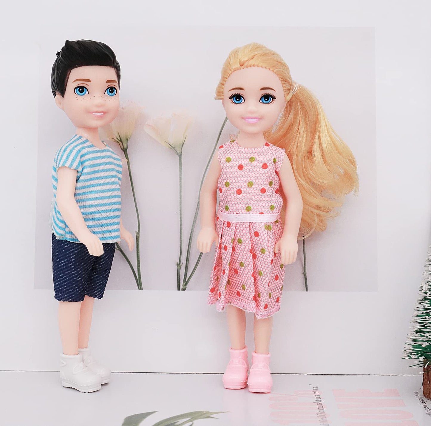 Lembani 5 Inch Mini Dolls - 10 Pcs Dollhouse People Set, Small Doll for Girls and Boys, Doll House Accessories Birthday
