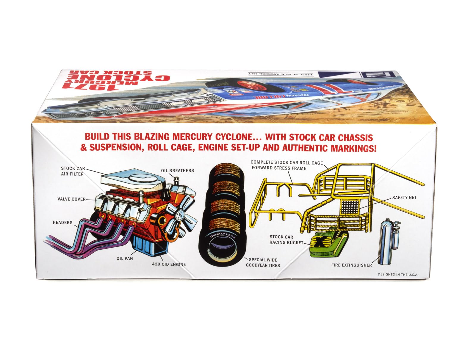 MPC 1971 Mercury Cyclone Stock Car Model Kit - 1:25 Scale Classic NASCAR Racer, 429 Engine, 135 Parts, Skill Level 2 (Paint & Glue Required)