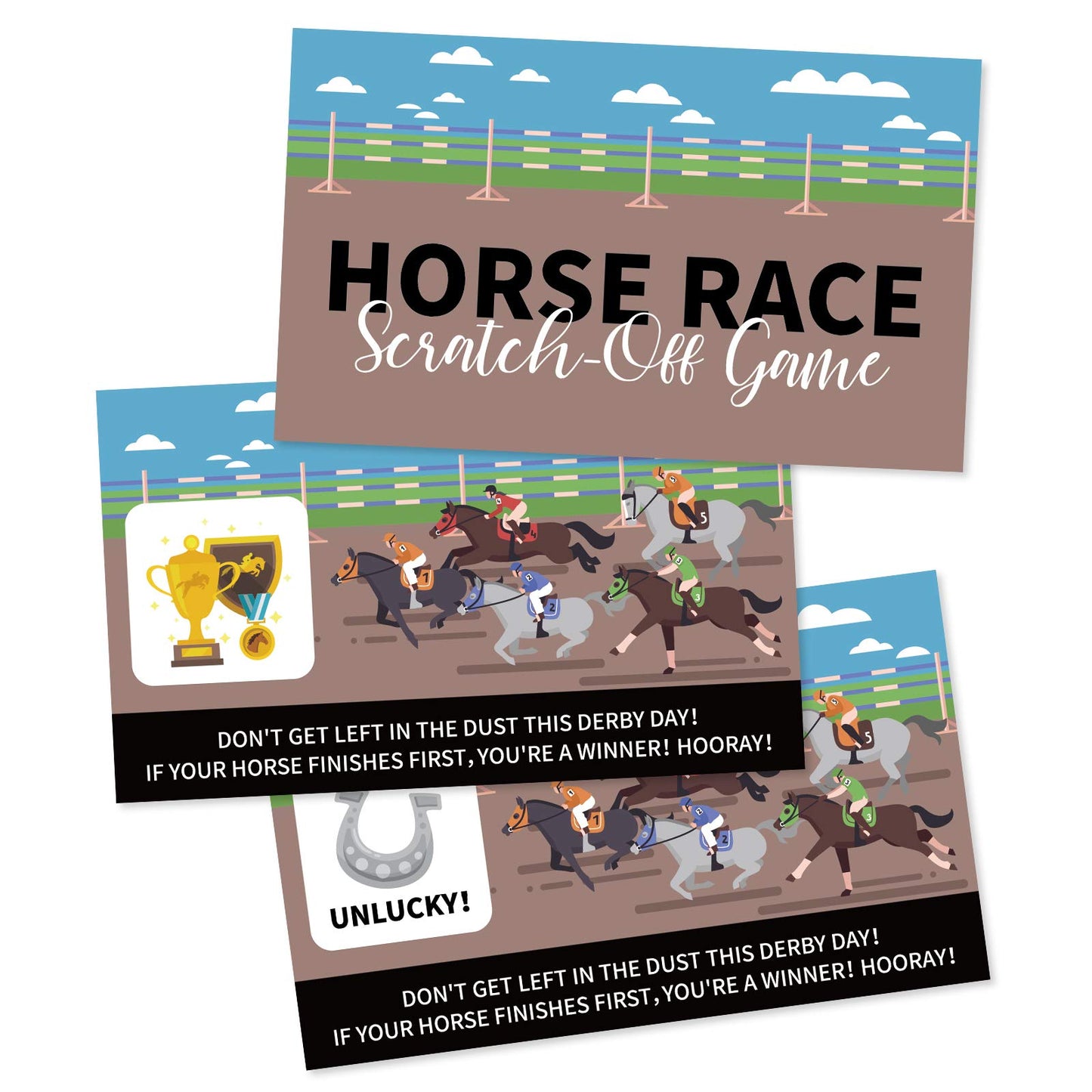 M1NTP1US + 88PCS Kentucky Horse Derby Party Supplies Game - Horse Racing Scratch-Off Cards