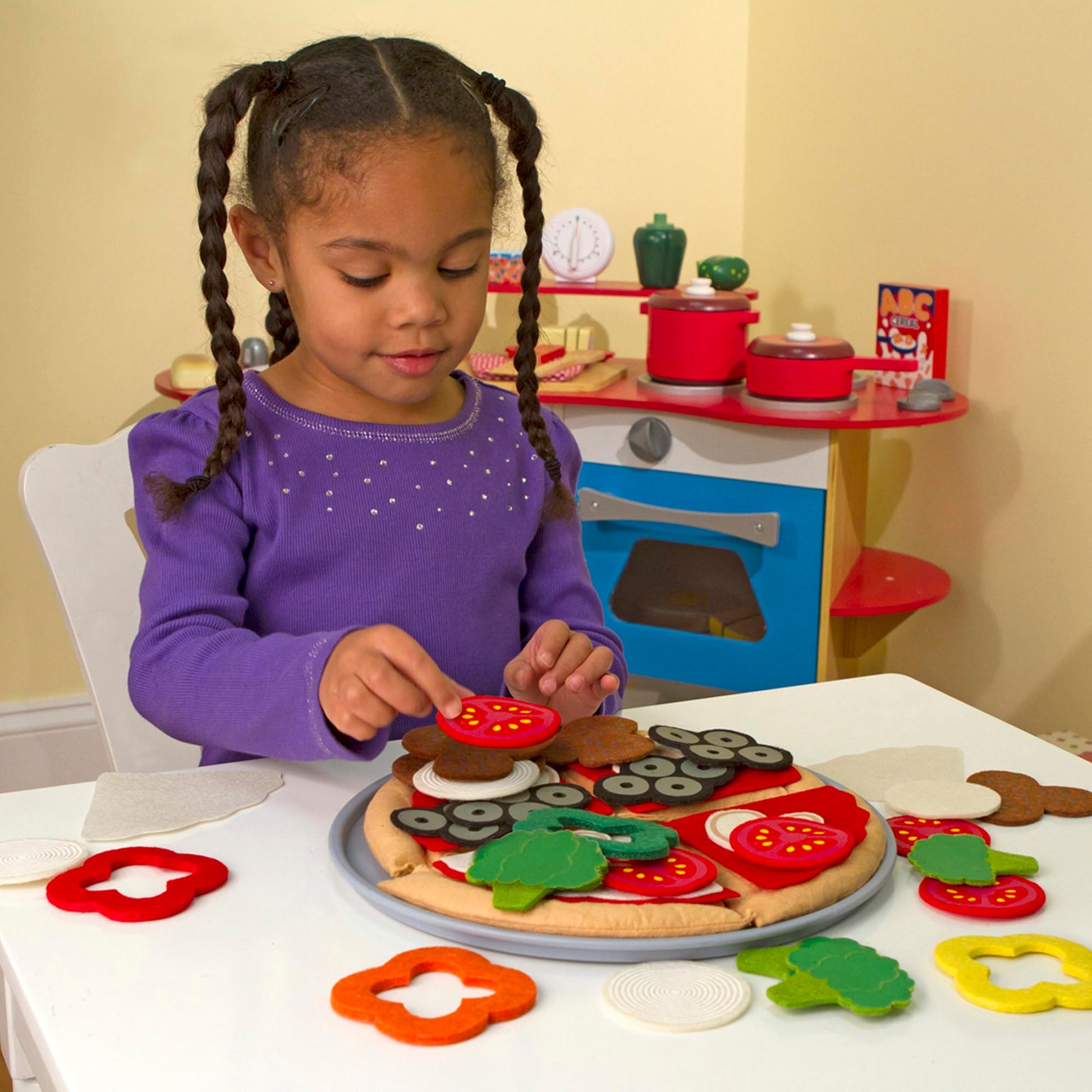 Melissa & Doug Felt Food Mix And Match Pizza Play Food Set - 42 Pieces Felt Pizza Play Set For Kids Kitchen, Pretend Toy For Toddlers And Kids Ages 2+