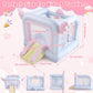Inflatable Bounce House for Kids All-in-ONE w/Macaron Balloons, Catch Ball Set, Punching Bag, Beachball, Basketball, 106 x 85 x 80 Jump Castle