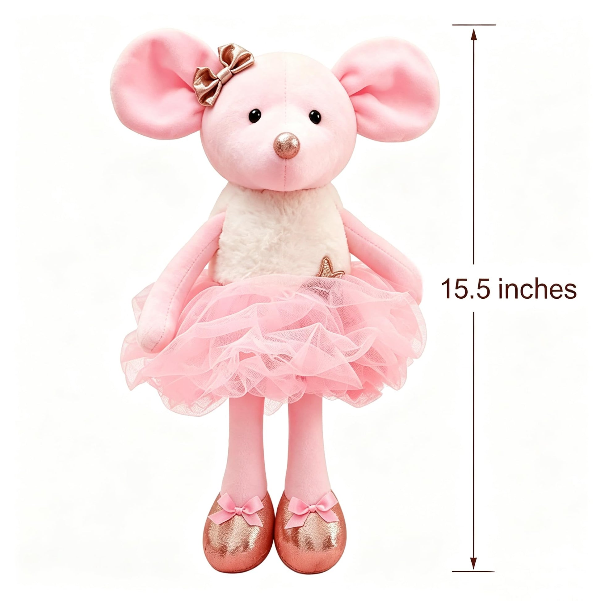 WUFUVAP 15.5 Inch Ballerina Mouse Plush Cute Ballet Mouse Stuffed Animal Ballerina Dolls Soft Ballet Dance Recital Gifts for Girls