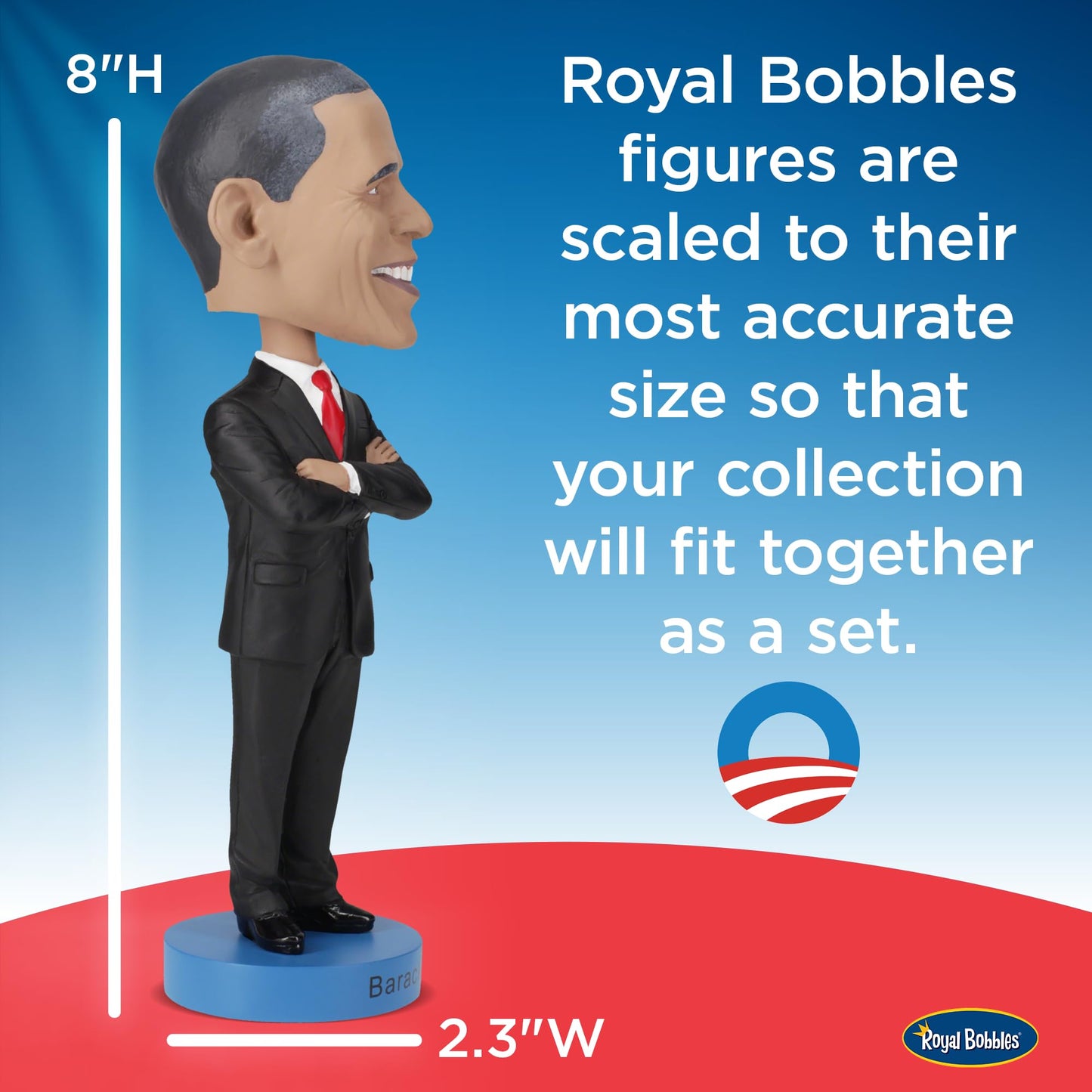 Royal Bobbles Barack Obama, 44th President of the United States - American History Anniversary Bobblehead - 8.5 Inches Tall - Collectible Bobblehead