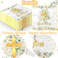 40pcs Floral God Bless Napkins Baptism Decorations for Girl Baptism Paper Napkins Religious Disposable First Communion Holy Christening Party Supplies