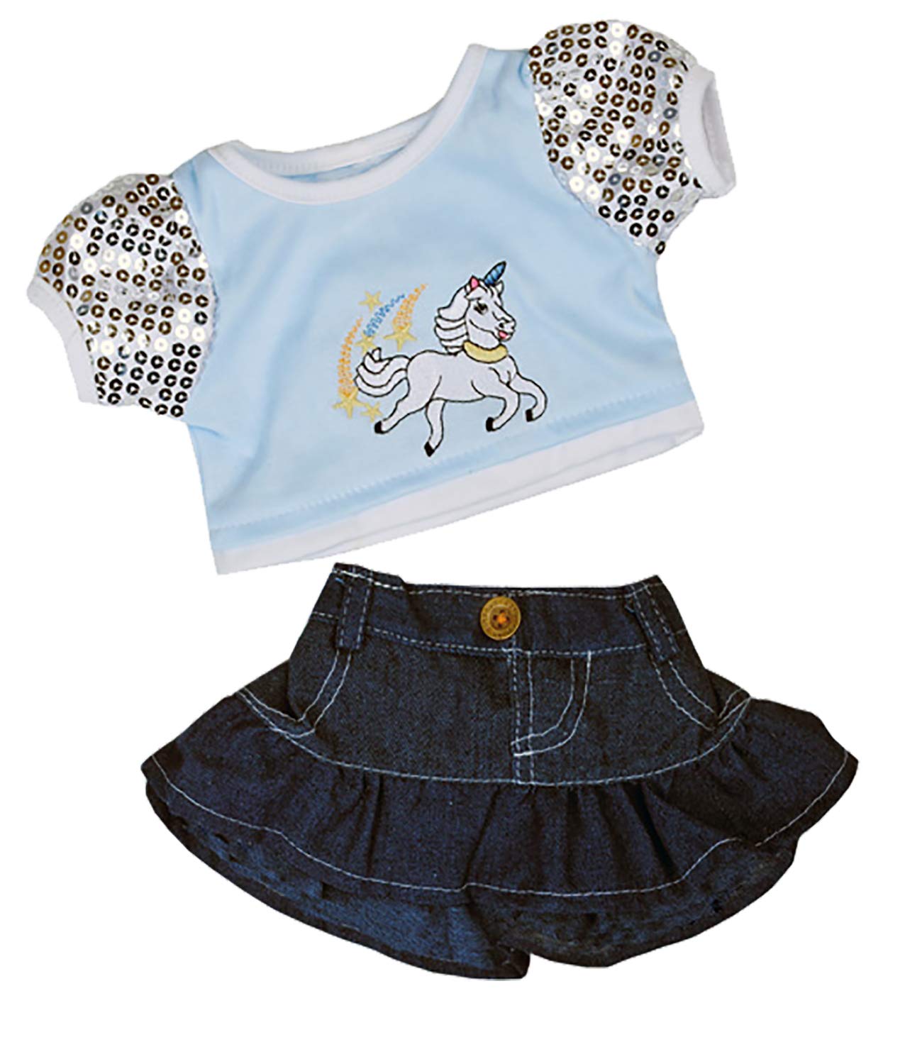 Unicorn Glitter Outfit Teddy Bear Clothes Outfit Fits Most 14" - 18" Build-a-Bear and Make Your Own Stuffed Animals