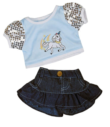 Unicorn Glitter Outfit Teddy Bear Clothes Outfit Fits Most 14" - 18" Build-a-Bear and Make Your Own Stuffed Animals