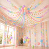 Baudane 542 Pcs Pastel Party Decorations 492 ft Crepe Paper Streamers, 500 Sheets Paper Chains Strips, 79.2ft Gold Star Garlands with 30 Balloons