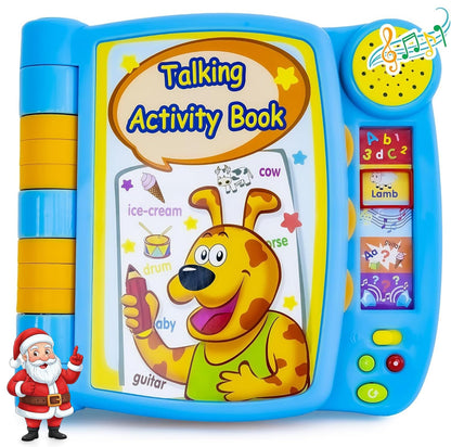 Talking Activity Book for 2 Years Old & Up - Sound Book with 5 Learning Activities Including Letters, Numbers, Quiz Game & Memory Match - Interactive