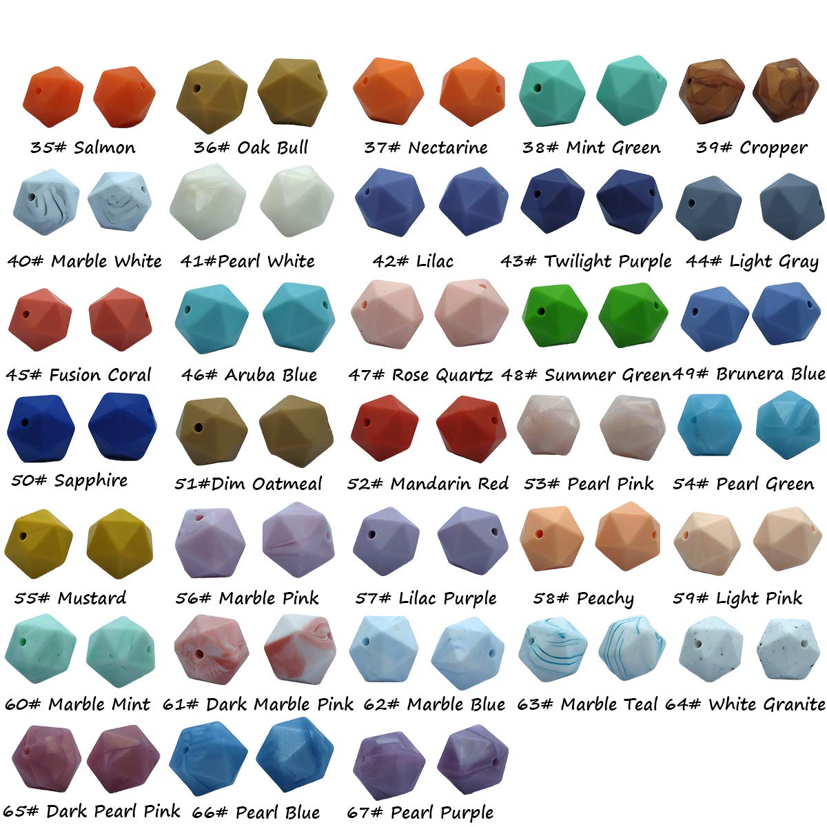 Alenybeby 30pcs 17mm Silicone Polygon Pearl Beads for Pen Silicone Geometric Icosahedron Shape Beads Hexagon Bulk Bead for Keychain DIY Mom Woman