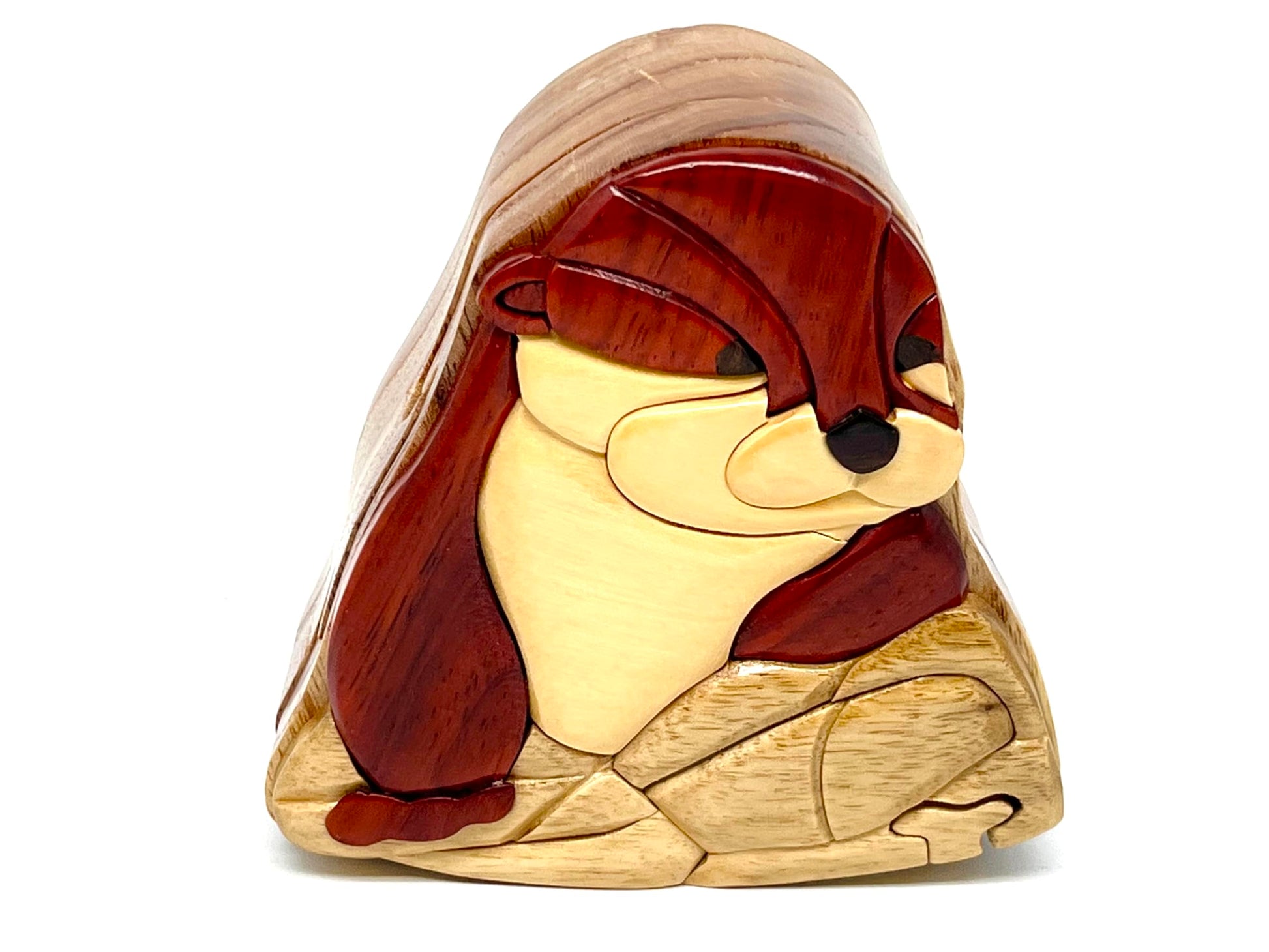 South Asian Handicrafts River Otter - All Natural Intarsia Wood Puzzle Box - Handcrafted with Secret Compartment