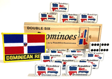 Double Six Dominican Republic Flag Engraved Dominoes