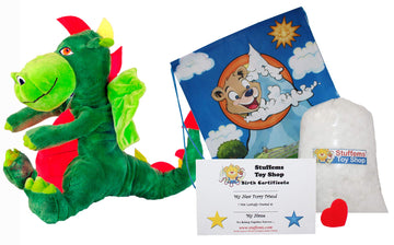 Make Your Own Stuffed Animal 16" "Fearless The Friendly Dragon - No Sew - Kit with Cute Backpack!