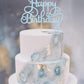 EONNCNT Happy Birthday Cake Topper - Light Blue Glitter Birthday Party Cake Decoration Supplies, Photo Booth Props