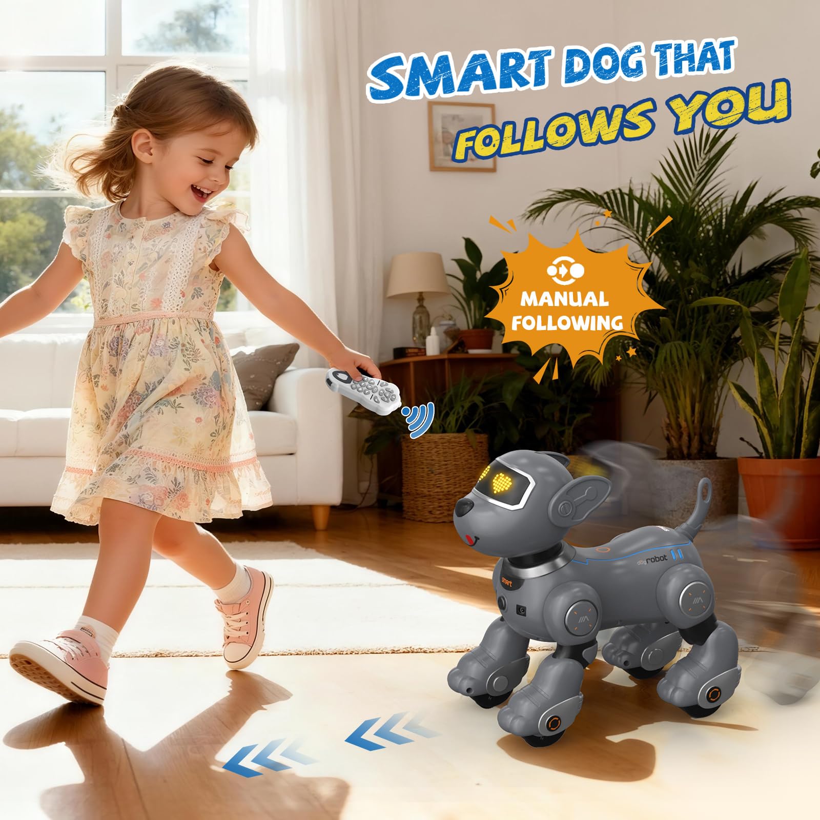 anysun Robot Dog for Kids, Remote Control Dog with Voice and Touch Interaction, Followable Programmable Dog Robot, Singing, Dancing, Talking, Smart