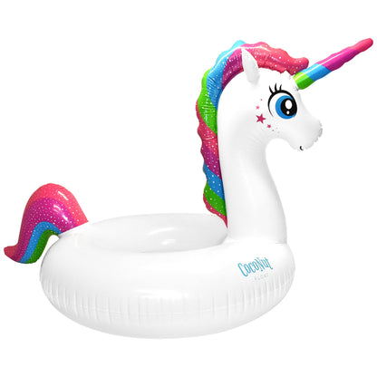 Coconut Outdoor Magical Unicorn Pool Float, Jumbo Inflatable Pool Ring