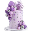 38 PCS Balls Cake Toppers Palm Leaves Cake Decorations for Birthday Wedding Baby Shower Party Supplies (Purple)