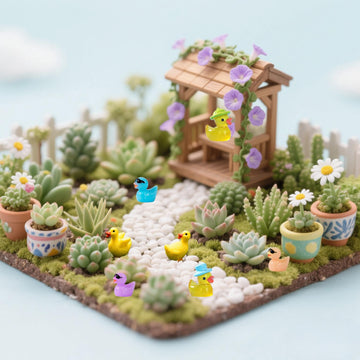 50 Pcs Multicolor Mini Resin Ducks,Tiny Ducks for Miniature Garden Fairy Garden Dollhouse Potted Decoration, Little Ducks Figures for Hide and Seek