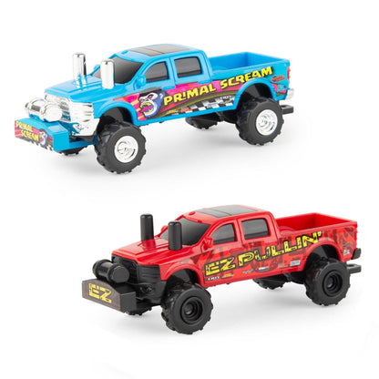 ERTL Set of 2 1/64 Blue Primal Scream & Red EZ Pullin' Pulling Trucks 37973A