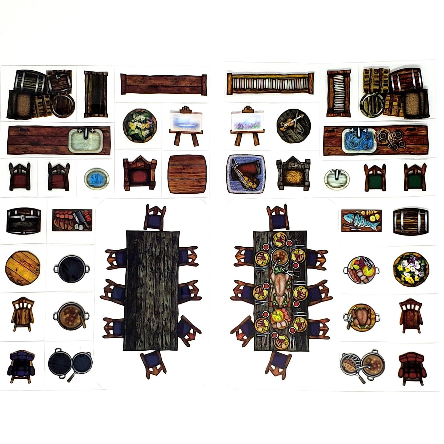 Home Decor - 66pc Double-Sided Furniture & Prop Pieces for Starters & Masters Alike - Roleplaying Objects for Dungeons & Dragons - Immersive Map