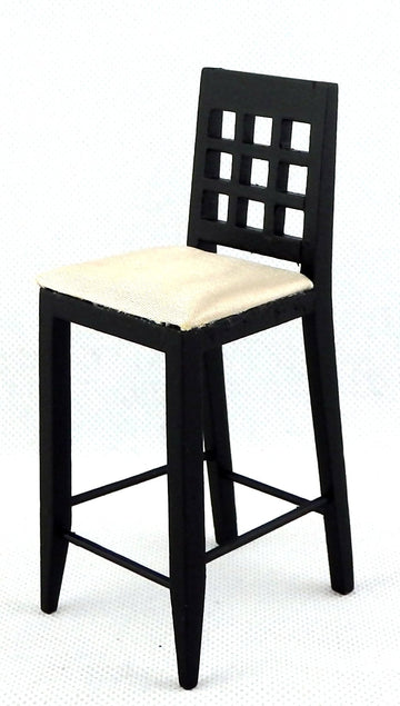 Melody Jane Dolls Houses Black Bar Stool High Chair Miniature Kitchen Pub Furniture 1:12