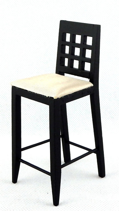 Melody Jane Dolls Houses Black Bar Stool High Chair Miniature Kitchen Pub Furniture 1:12
