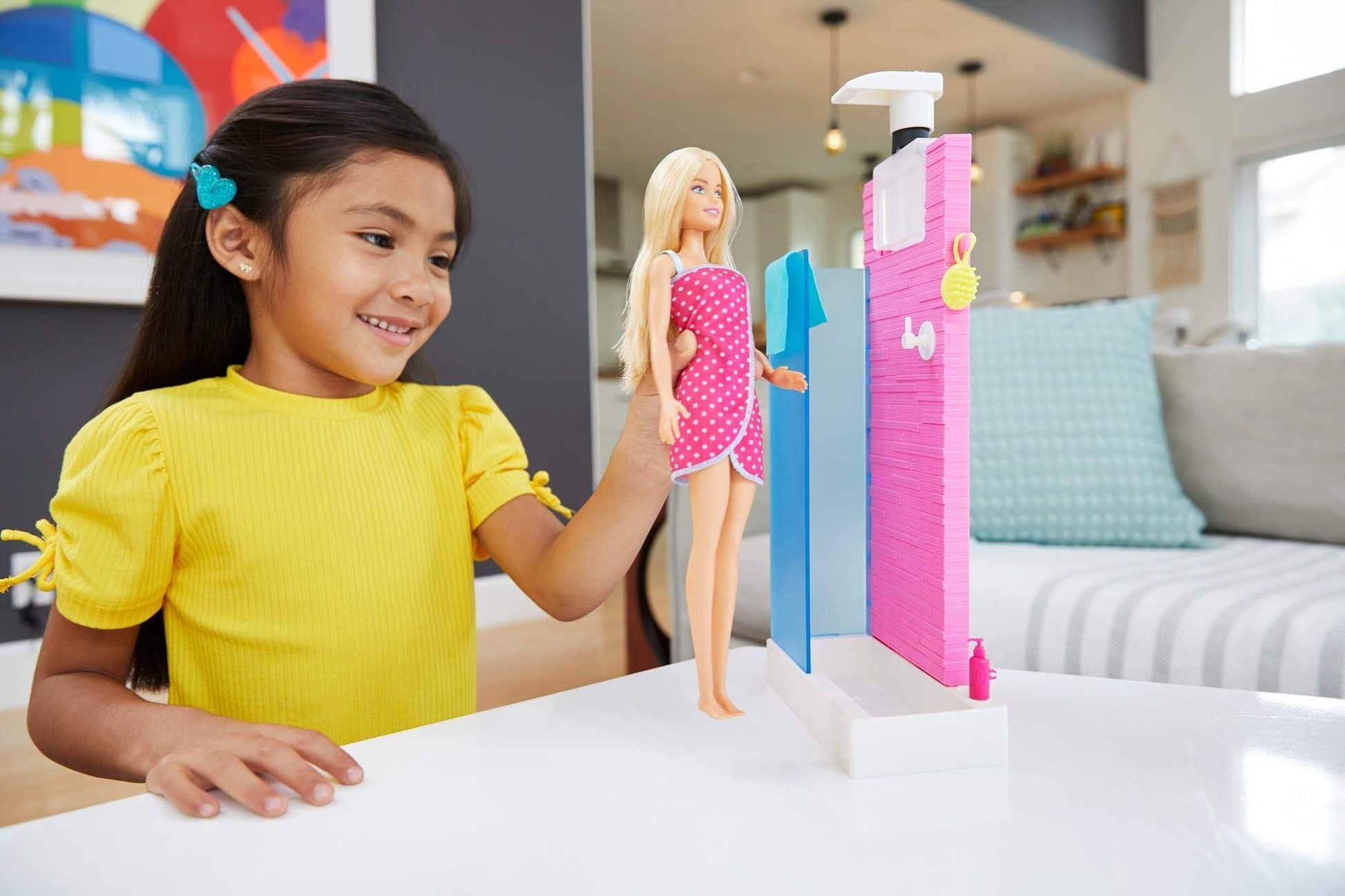 Barbie Doll & Furniture Set, Bathroom with Working Shower