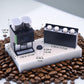 1:12 Scale Miniature Coffee Machine Set, Modern Dual-Hopper Brewer & Cups, Realistic Kitchen Appliance for Dollhouse, Diorama Cafe & Office Scenes