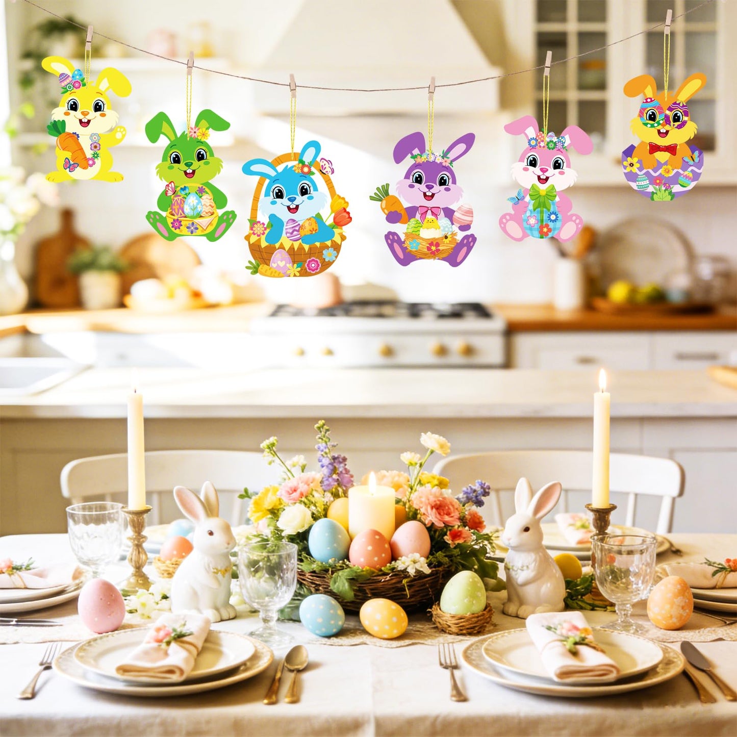 Sealmic Easter Bunny Craft Kit for Kids DIY Make Your Own Bunny Card Set Happy Easter Egg Bunny Sticker for Kids Decoration Holiday Celebration